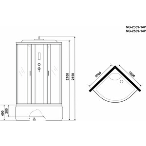 Душевая кабина Niagara NG-2309-14P 100х100х215