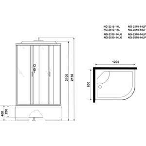 Душевая кабина Niagara NG-2510-14LG 120х80х215 левая