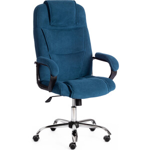 Кресло TetChair Bergamo хром (22) флок синий 32 компьютерное кресло tetchair кресло rio флок кож зам синий металлик 32 36