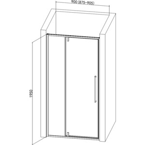 Душевая дверь AQUAme 90х195 прозрачная, черная матовая (AQM7108-2-9)