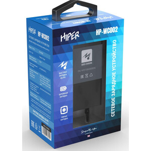 Сетевое зарядное устройство (СЗУ) Hiper HP-WC002 3A PD+QC универсальное черный