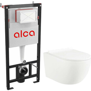 Комплект унитаза Selena Esfera с инсталляцией AlcaPlast, сиденье микролифт (E001WG/AM101) впускной патрубок для унитаза alcaplast