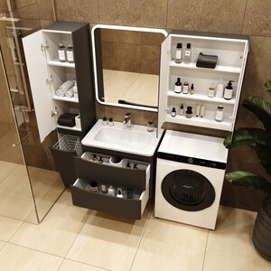 Мебель для ванной Style line Бергамо мини 70х35 Люкс Plus подвесная, черная