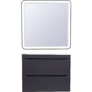 Мебель для ванной Style line Бергамо мини 80х35 Люкс Plus подвесная, черная комплект дверной коробки тренто бергамо 2070x70x32 мм дуб европейский