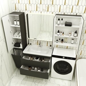 Мебель для ванной Style line Бергамо мини 80х35 Люкс Plus подвесная, черная