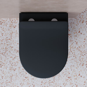 Унитаз подвесной безободковый Ceramicanova Balearica Rimless с сиденьем микролифт, черный матовый (CN6000MB)