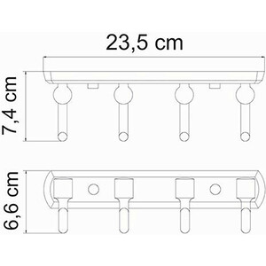 Планка с 4 крючками Wasserkraft Oder хром (K-3074)