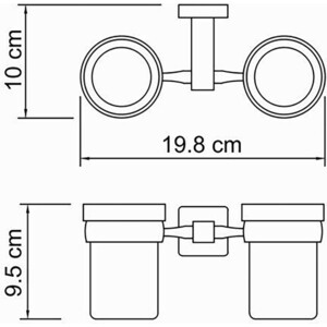 Стакан для ванной Wasserkraft Lippe двойной, хром (K-6528D)