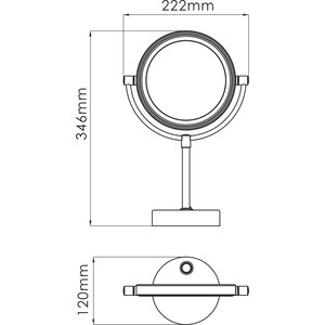 Зеркало косметическое Wasserkraft с подсветкой двухстороннее, хром (K-1005)