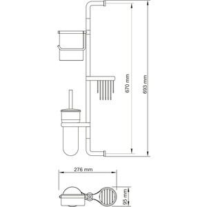 Стойка для туалета Wasserkraft настенная, никель (K-1448)