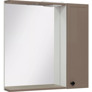 Зеркальный шкаф Runo Римини 75х75 правый, бежевый (00-00001280) зеркальный шкаф 68x80 см бежевый глянец белый глянец l bellezza пегас 4610411002072