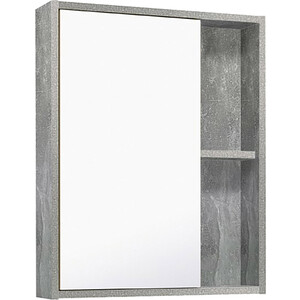 Зеркальный шкаф Runo Эко 52х65 серый бетон (00-00001184) зеркальный шкаф 120x60 см бетон светлый aqwella 5 stars mobi mob0412 mob0717bs z