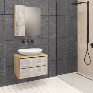 Мебель для ванной Runo Мальта 70х46 раковина Moduo Leaf, серый дуб сушилка поддон в раковину 26 2x3 4x26 9 см полипропилен серый