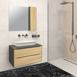 Мебель для ванной Runo Мальта 85х46 раковина Infinity, дуб черный