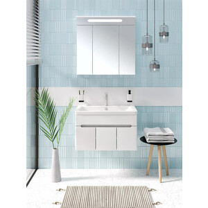 Мебель для ванной Runo Парма 74х45 3 двери, подвесная, белая