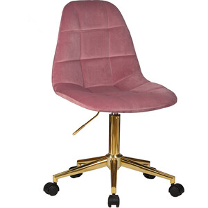 Офисное кресло для персонала Dobrin DIANA LM-9800-Gold розовый велюр (MJ9-32) скамья для прихожей мебелик с подлокотниками мягкая серо розовый каркас снег п0005681