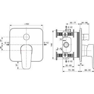 Смеситель для ванны Ideal Standard Cerafine Model D для механизма A1000NU, хром (A7348AA)