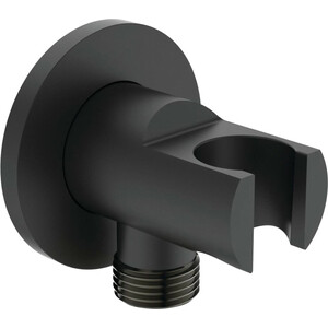 Шланговое подключение Ideal Standard Idealrain 1/2'' с держателем душевой лейки, черный шелк (BC807XG) шланговое подключение hansgrohe fixfit wall с шарнирным соединением 27414000