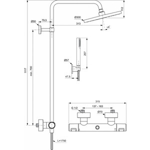 Душевая система Ideal Standard Ceratherm T25 черный шелк (BC748XG)