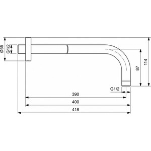 Кронштейн для верхнего душа Ideal Standard Idealrain 400 мм черный шелк (B9445XG)