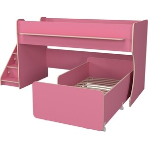 Двухъярусная кровать с лестницей с ящиками Капризун Капризун 12 (Р444-2-розовый)