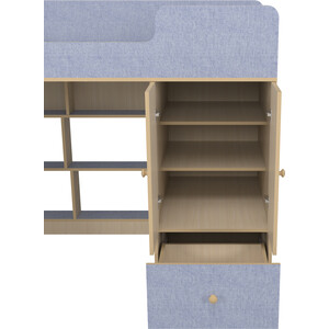 Кровать чердак со шкафом Капризун Капризун 10 (Р446-лен голубой)