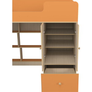 Кровать чердак со шкафом Капризун Капризун 10 (Р446-оранжевый)