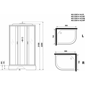 Душевая кабина Niagara NG-33974-14L 90х70х215 левая