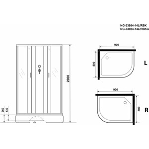 Душевая кабина Niagara NG-33984-14RBK 90х80х200 правая