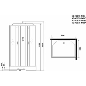 Душевая кабина Niagara NG-43975-14Q 90х70х215