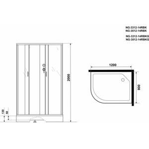 Душевая кабина Niagara NG-3512-14RBKG 120х80х200 правая