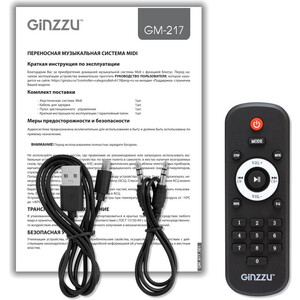 Портативная колонка Ginzzu GM-217, TWS/BT/USB/TF/FM/ ДУ