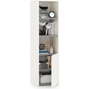 Модульная система для детской Моби Торонто 13.13 Шкаф комбинированный, цвет белый шагрень/стальной серый