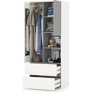 Модульная система для детской Моби Торонто 13.333 Шкаф для одежды, цвет белый шагрень/стальной серый
