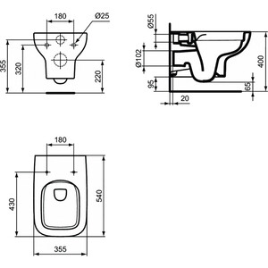 Унитаз подвесной Ideal Standard I.life A с сиденьем микролифт (T471701, T453101)