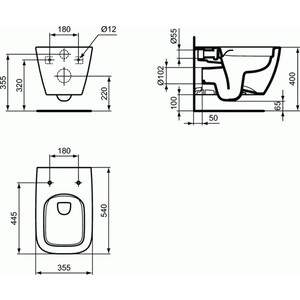 Унитаз подвесной Ideal Standard I.life B с сиденьем микролифт (T461401, T468301)
