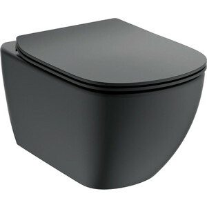 Унитаз подвесной Ideal Standard Tesi AquaBlade с сиденьем микролифт, черный (T0079V3, T3527V3) раковина 60 см ideal standard tesi vanity t351001