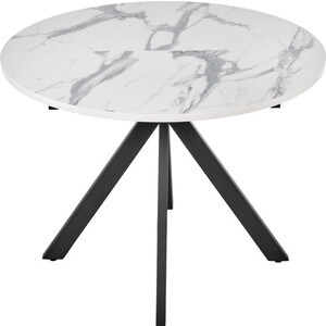 Стол Bradex Rudolf круглый раскладной 100-130x100x75 см, белый мрамор, чёрный (RF 0417) стол bradex solution 120x80 fr 0844