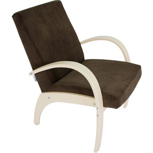 Кресло для отдыха Мебелик Денди шпон, Ткань ультра шоколад, каркас дуб шампань шпон