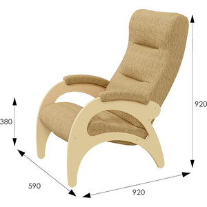 Кресло для отдыха Мебелик Модель 41 б/л Ткань мальта 03, каркас дуб шампань