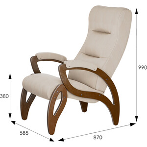 Кресло для отдыха Мебелик Модель 51 Ткань ультра санд, каркас орех антик