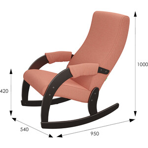 Кресло-качалка Мебелик Модель 67М Ткань руна корал, Каркас венге