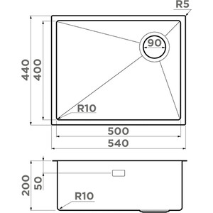 Кухонная мойка Omoikiri Taki 54-U/IF-IN Side SF нержавеющая сталь (4997034)