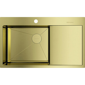 Кухонная мойка Omoikiri Akisame 86-LG-L Side светлое золото (4997045) сифон для кухонной мойки omoikiri wk 1 a lg с клапаном автомат светлое золото 4956469