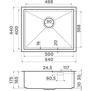 Кухонная мойка Omoikiri Kasen 54-16 INT IN нержавеющая сталь (4997059)