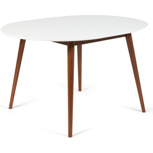 TetChair Стол круглый раскладной обеденный Bosco (Боско) основание бук, столешница мдф 100x75x100+30 см белый + коричневый мебелик стол обеденный массив решетка бук