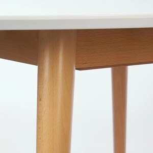 TetChair Стол круглый раскладной обеденный Bosco (Боско) основание бук, столешница мдф 100x75x100+30 см, белый + натуральный (бук)