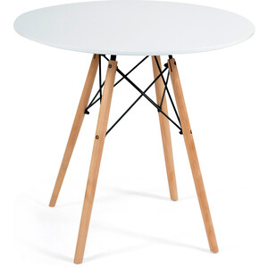 TetChair Стол CINDY NEXT (mod. 70-80 MDF) металл/мдф/бук, D70 х 75 см, белый/натуральный стол на металлокаркасе brabix loft cd 004 дуб натуральный 641220