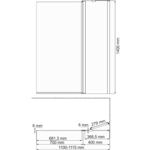 Шторка для ванны Wasserkraft Berkel 110х140 матовая, хром (48P02-110R Matt glass Fixed )