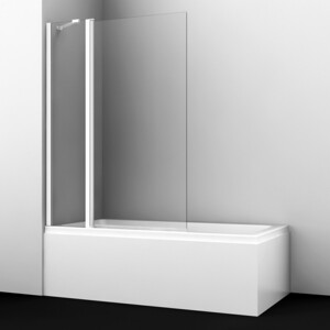Шторка для ванны Wasserkraft Berkel 110х140 прозрачная, белая (48P02-110WHITE Fixed) шторка для ванны 80 см wasserkraft dill 61s02 80ws прозрачное